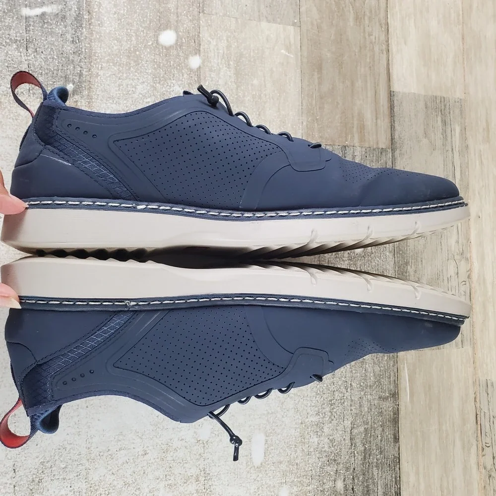 Stacy Adams Syncro Mens Oxford Shoes Sz 10.5 M Navy Leather Lace Up Plain Toe